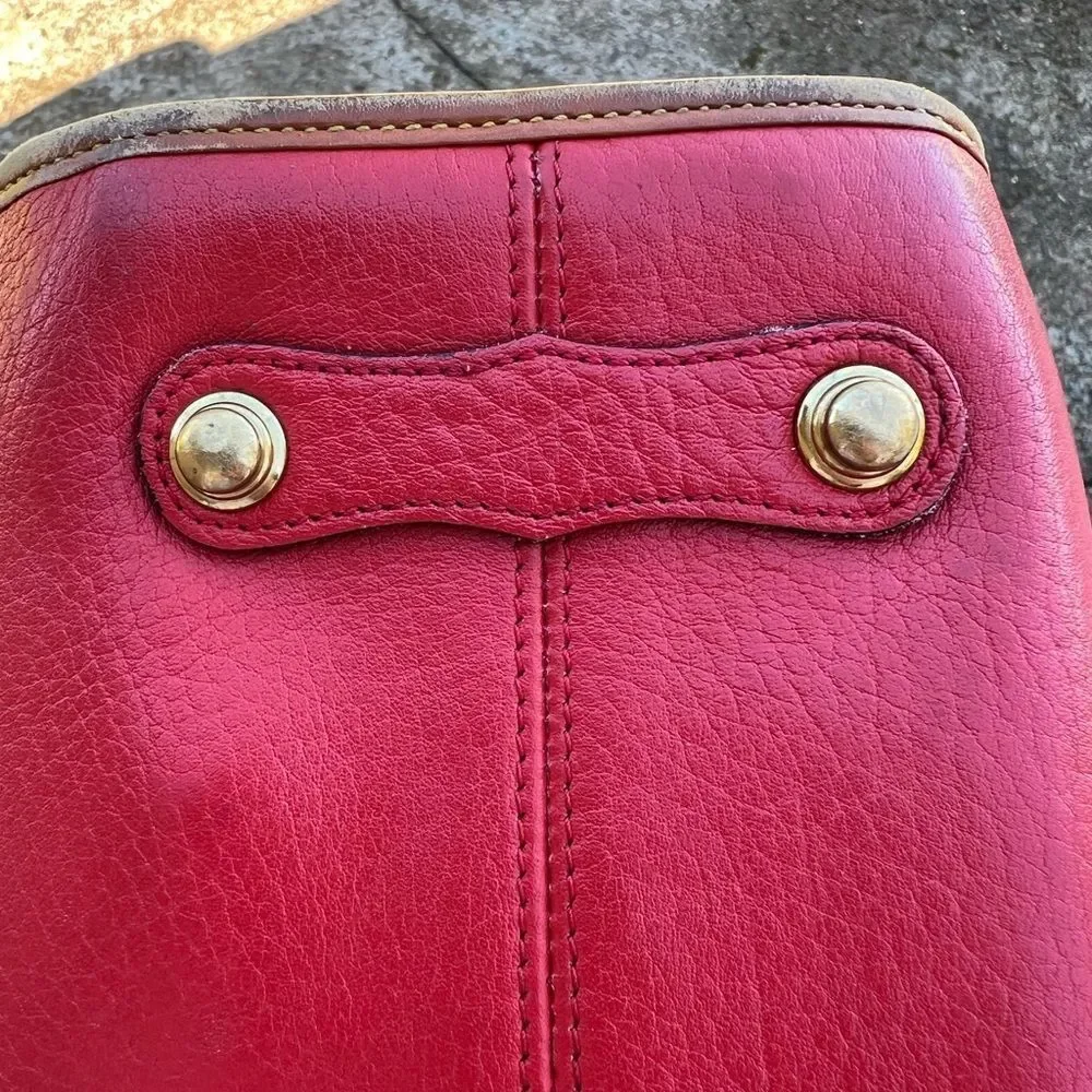Vintage Dooney & Bourke red pebbled leather satchel purse